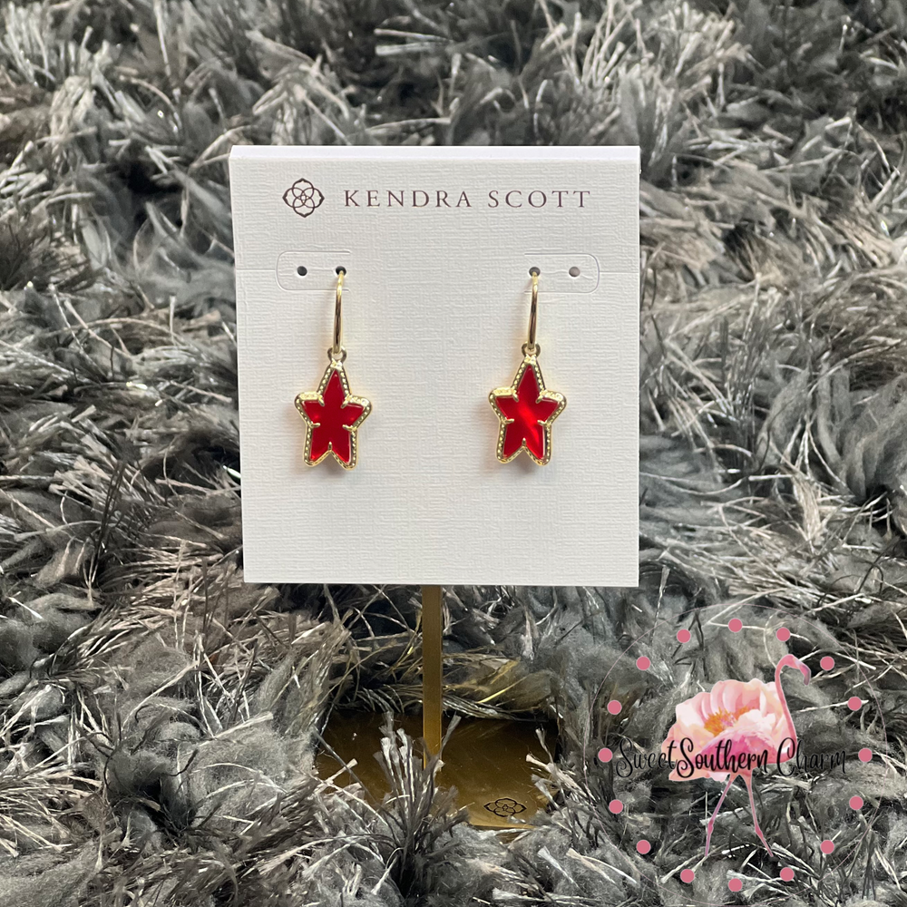 Ada Star Small Drop Earring Gold in Red Illusion