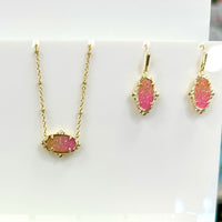 Lee Petal Frame Drop Earrings in Gold Sunrise Ombre Drusy