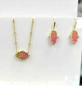 Lee Petal Frame Drop Earrings in Gold Sunrise Ombre Drusy