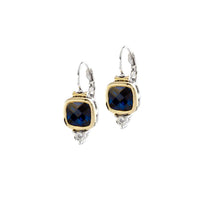 F5106-A2F0 Nouveau Collection - Large Square Cubic Zirconia French Wire Earrings - Indigo