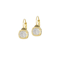 F5134-GF00 Nouveau Collection - Cushion Pavé Gold French Wire Earrings