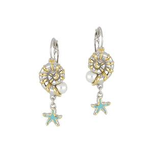 F5211-ABT0 - Pearl & Turq Eurowire Earring