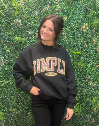 Simply For Good Embrodiered Crew - Black Leopard