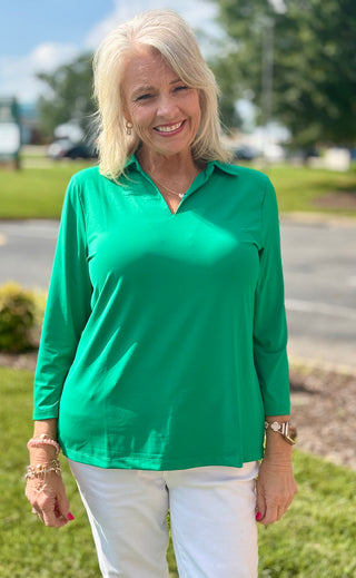 Lulu-B 3/4 Collar Top - EMRL