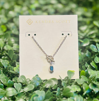 Mini Elisa Silver Toggle Pendant Necklace Variegated Indigo Magnesite