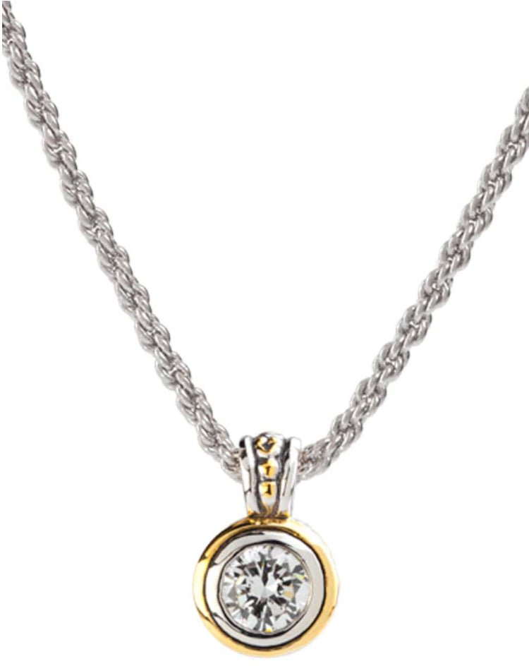 K5019-AF05 - 8MM - Beijos Collection - Bezel CZ Pendant Necklace