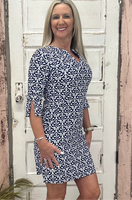Annalee Quarter Sleeve Dress - Indigo Inspirations (ARYEH)
