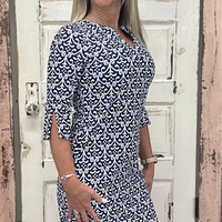 Annalee Quarter Sleeve Dress - Indigo Inspirations (ARYEH)