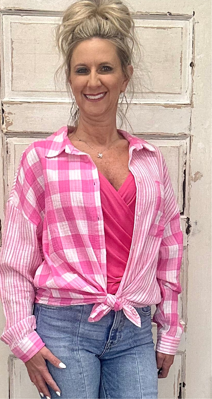 Jameson Button Down - Pink Plaid