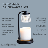 Fluted Glass Black Candle Warmer Lamp
