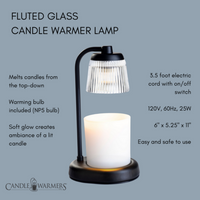 Enjoy the cozy glow and beautiful scent of your favorite candle—without the flame! Our Fluted Glass Candle Warmer Lamp uses top-down warming technology to gently melt the candle from above, releasing fragrance quickly, cleanly, and safely. The elegant fluted glass shade adds a sophisticated touch to any space, while the clear design allows light and warmth to shine through beautifully.

Perfect for creating ambiance without the worry of open flames, soot, or toxins—just pure, instant fragrance.