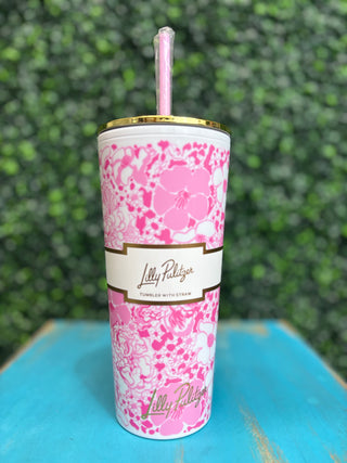 Tumbler with Straw - Conch Shell Pink Burst of Joy