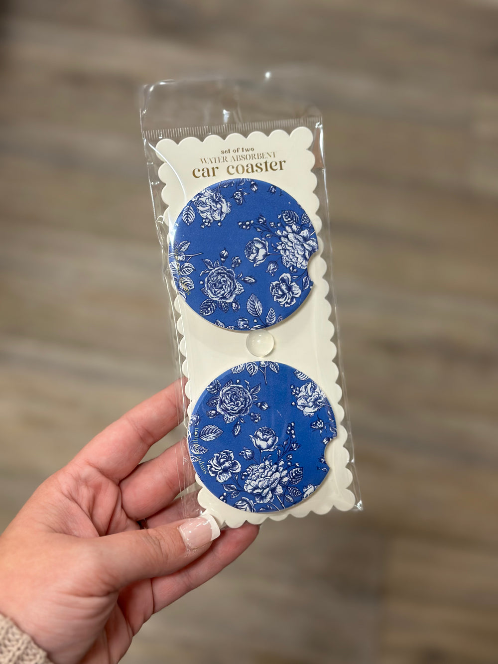 Two Pack Car Coaster - Rose Blue