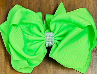 Acid Green Rhinestone Bow