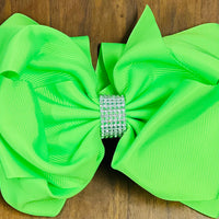 Acid Green Rhinestone Bow