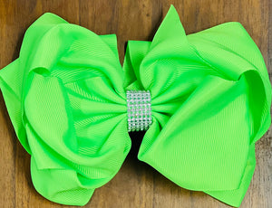 Acid Green Rhinestone Bow