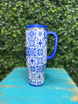 Mega Mug 30oz - Indigo Tiles