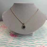 K5701-G503 Black Onyx Oval Drop Necklace Gold