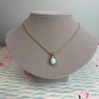 K5701-G603 Blue Opal Oval Drop Necklace Gold