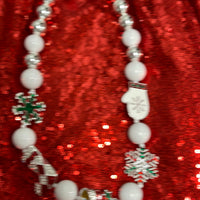 White beaded Snowflake Christmas Necklace Set