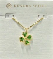 9608855110 - Clover Crystal Pendant Necklace in Gold Green Crystal
