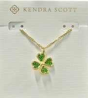 Clover Crystal Pendant Necklace in Gold Green Crystal
