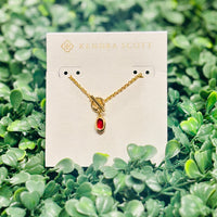 Mini Elisa Gold Toggle Pendant Necklace Carmine Red Illusion