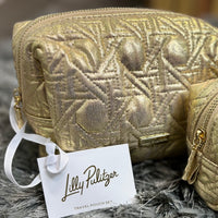 Travel Pouch Set - Gold Lattice