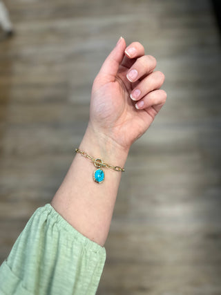 Daphne Link Chain Bracelet in Gold Variegated Turquoise