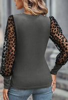 Leopard Mesh Puff Sleeve Top
