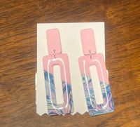 Light Pink and Blue Multi Rectangle Dangle Earring
