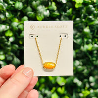 Elisa Gold Short Pendant Necklace in Citrus Kyocera Opal