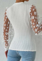 White Mesh Sleeve Top
