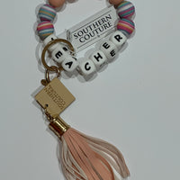 Silicone Beaded Bracelet Key Chain - Teacher