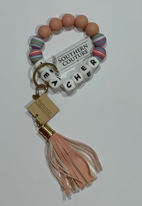 Silicone Beaded Bracelet Key Chain - Teacher