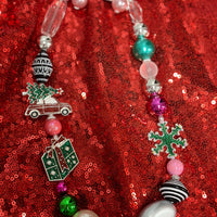 Red Truck Present Christmas Necklace Set