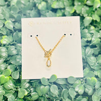 Mini Elisa Gold Toggle Pendant Necklace Ivory Mother of Pearl