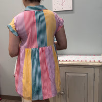Collared Dress - Rainbow Stripe