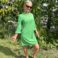 Trinity Ruffle Neck Suede Dress - Green