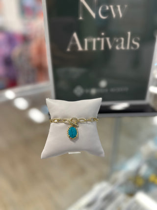 Daphne Link Chain Bracelet in Gold Variegated Turquoise