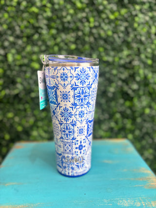 Tumbler 32oz - Indigo Tiles