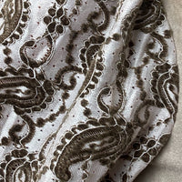 Taupe Paisley Embroidered Sleeve Suede Top