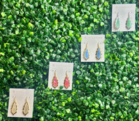 Adriana Scallop Frame Silver Earrings in Sea Green Chrysocolla
