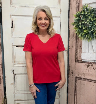 V-Neck Short Sleeve Top - CRE