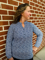 Long Sleeve Top - Wild About Blue
