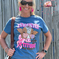 Attitude Cow Front Print Tee