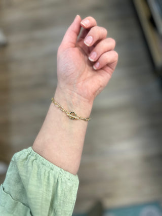 Daphne Link Chain Bracelet in Gold Variegated Turquoise