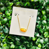 Elisa Gold Short Pendant Necklace in Citrus Kyocera Opal