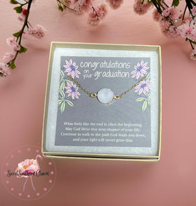 Congratulations on your Graduation Gold White Stone Necklace