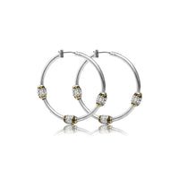 G2734-AF00 - Beaded Collection  - Pave Triple Beaded Hoop Earrings